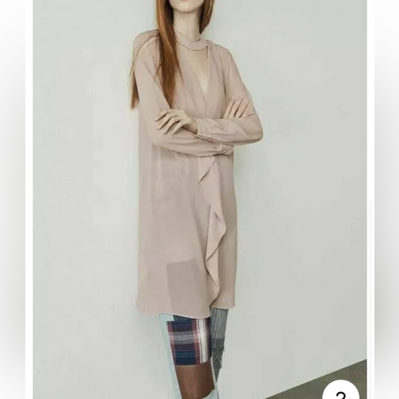 BCBGMAXAZRIA Shailene Ruffled Tunic Dress In Tea Rose Pink Size S - never worn - Picture 3 of 5